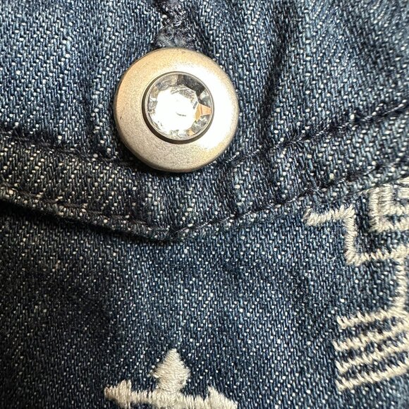 Laura Ashley Blue Denim Jacket Size L with Southwest Stitched design - Picture 7 of 9